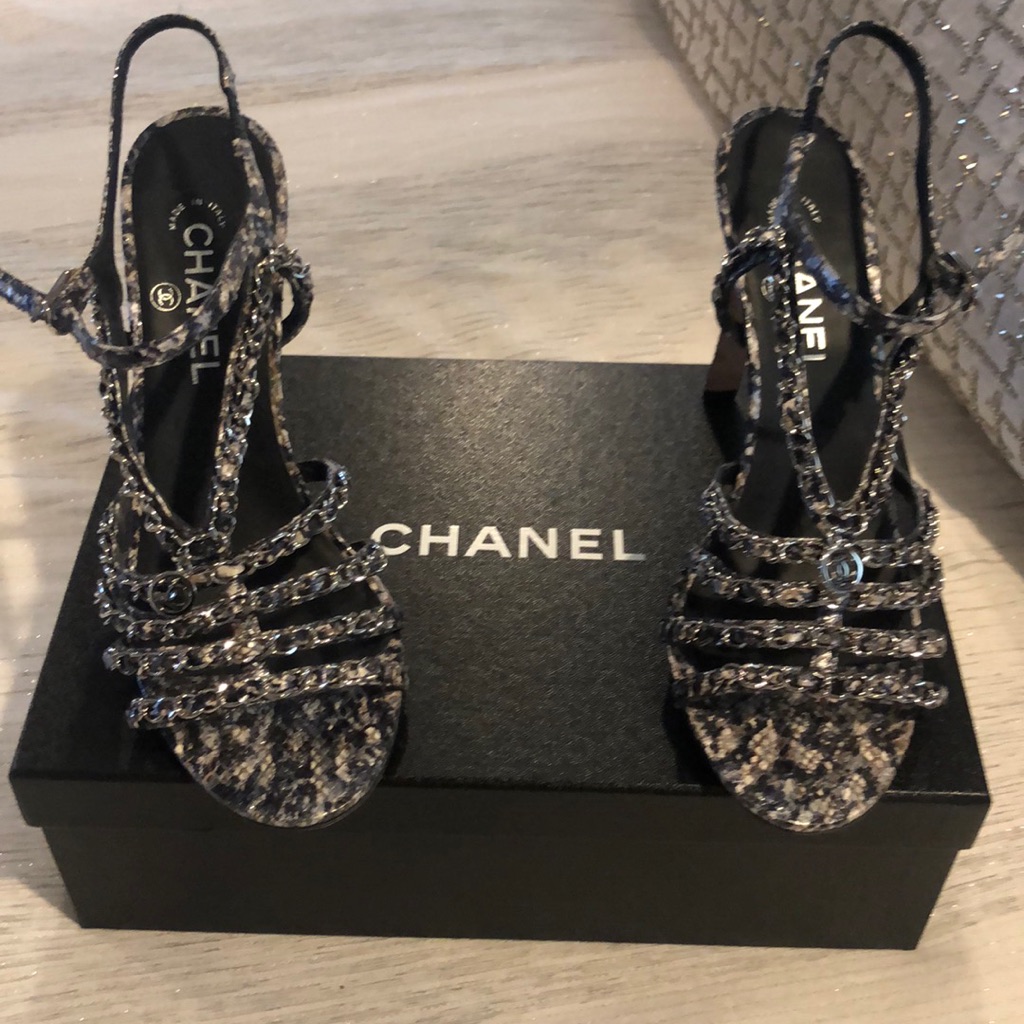 Chanel Python Sandals Size 40.5